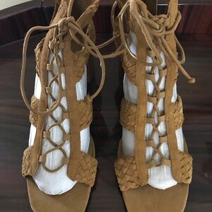 Zara Women's Tan Lace-Up Sandals